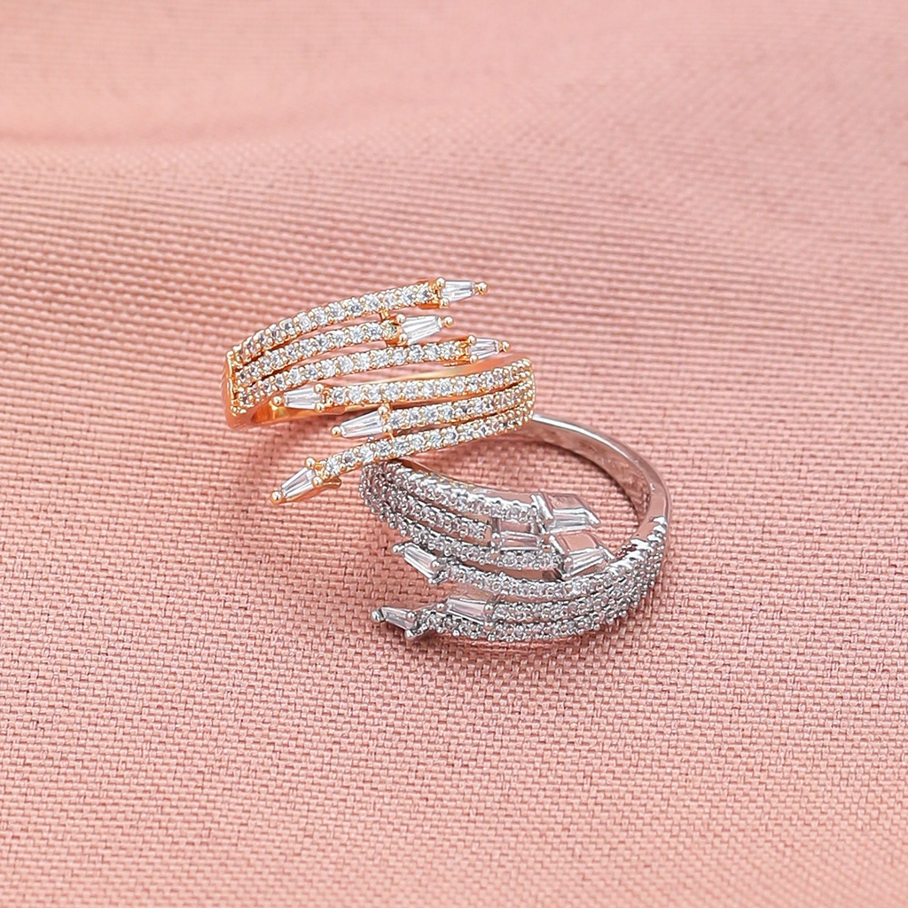 Nhẫn Hở Đính Đá Zircon Không Phai Màu Sang Trọng