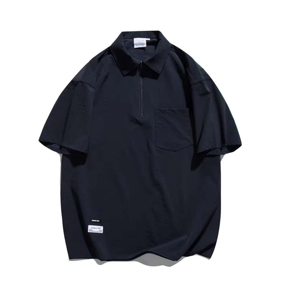 Áo Sơ Mi Tay Ngắn Có Khóa Kéo Phong Cách Đường Phố Mỹ Thời Trang Mùa Hè Cho Nam