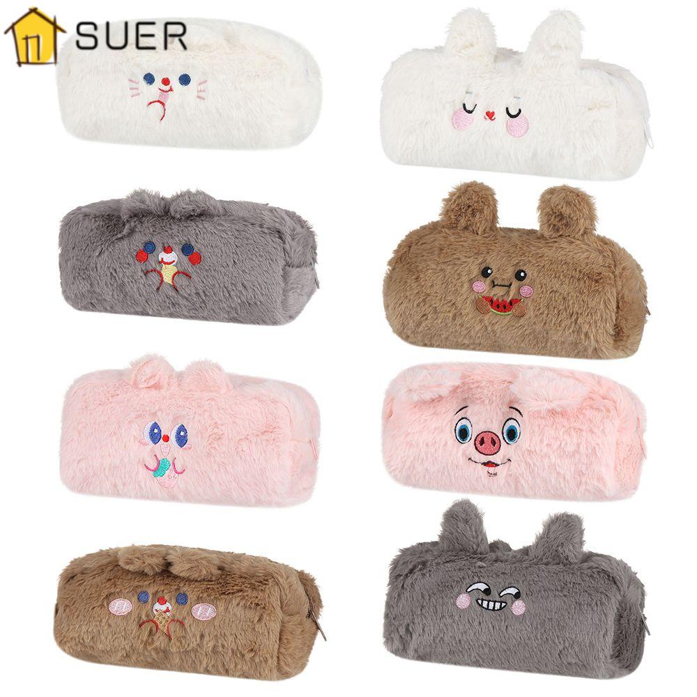 SUENIN Túi Đựng Bút Cỡ Lớn Phối Lông Dễ Thương Cho Học Sinh