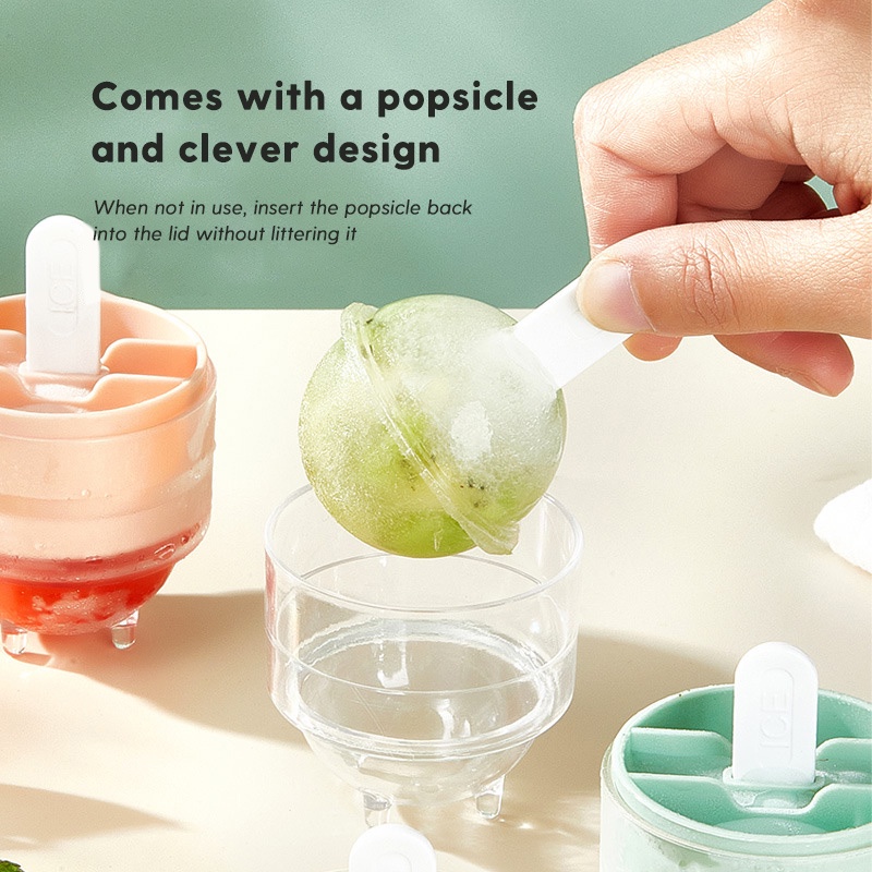 Set 4 Khuôn Làm Kem Que Hình Quả Cầu DIY