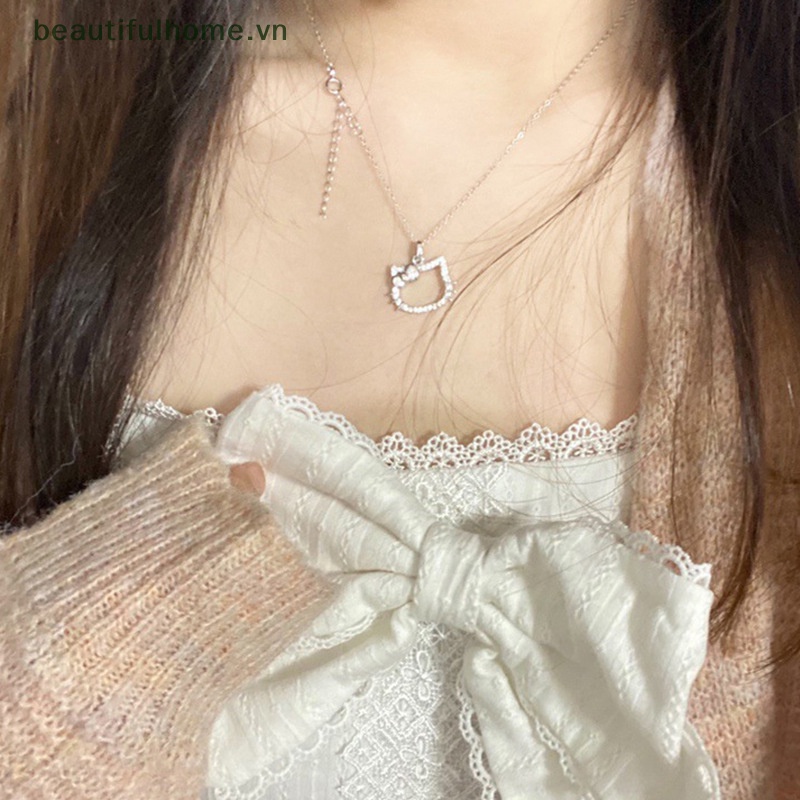 [beautifulhome] Vòng cổ Mặt Mèo Kitty Đính Đá Thời Trang Cho Nữ