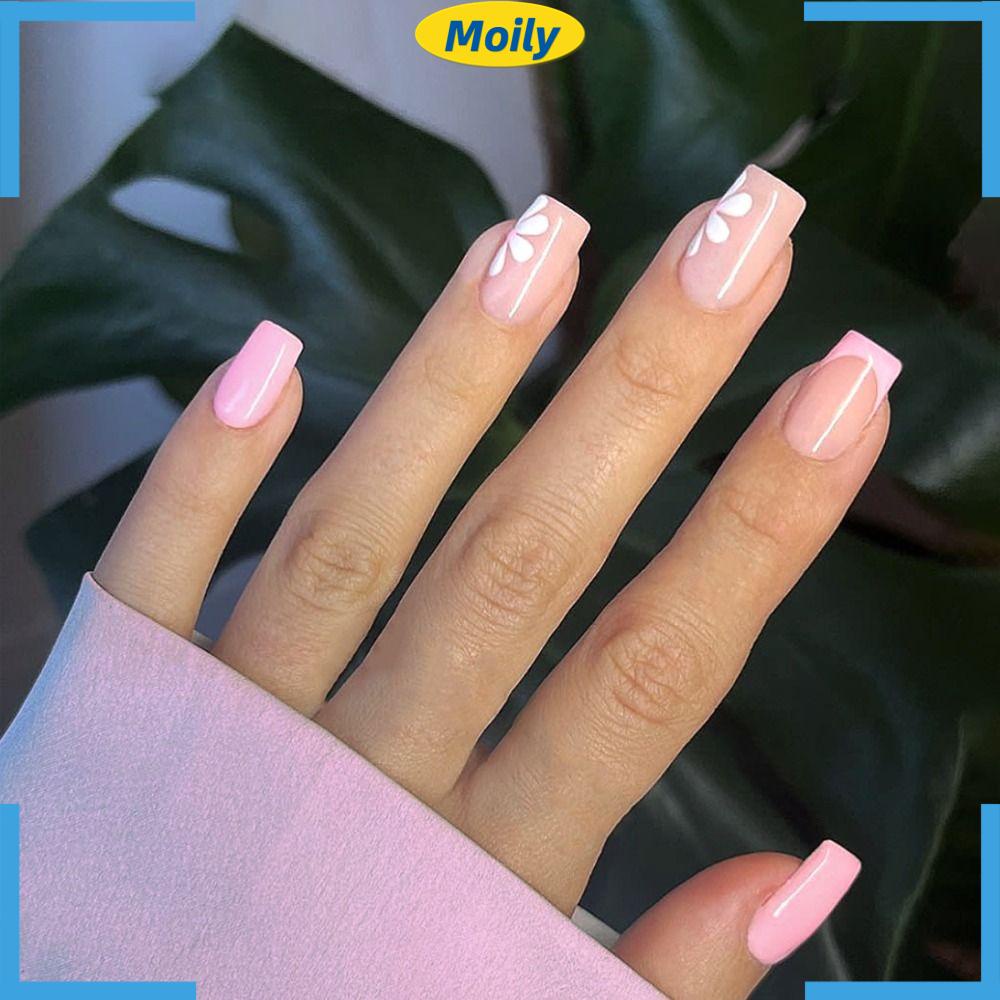 Bộ Móng Tay Giả Che Phủ Toàn Diện Đầu Vuông DIY