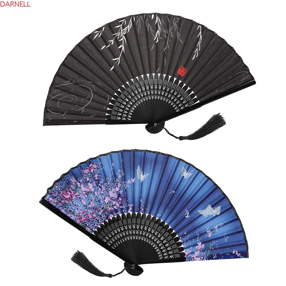 Quạt Xếp Chất Liệu Lụa Phối Ren Phong Cách Vintage