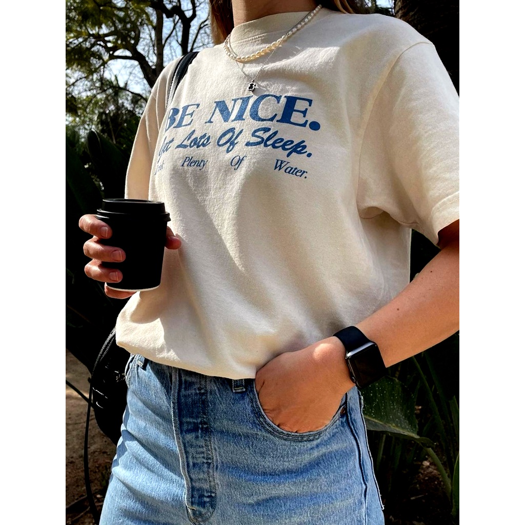 Áo Thun COTTON Ngắn Tay In Chữ SPORTY RICH BE WISHES YOU A Dễ Thương