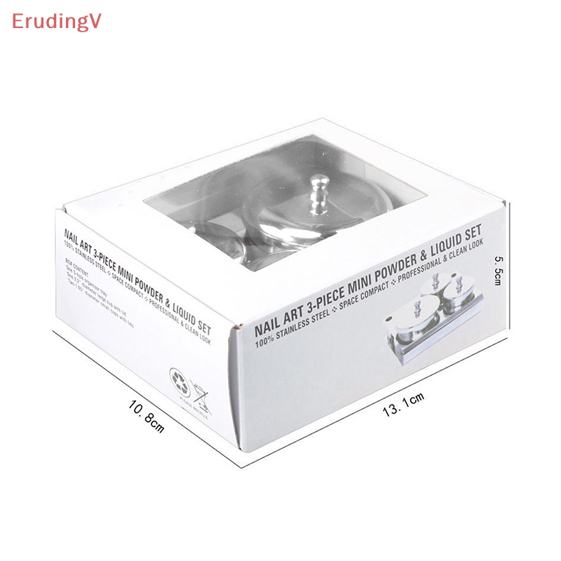 Set 3 Khay Đựng Bột Làm Móng Bằng Thép Không Gỉ