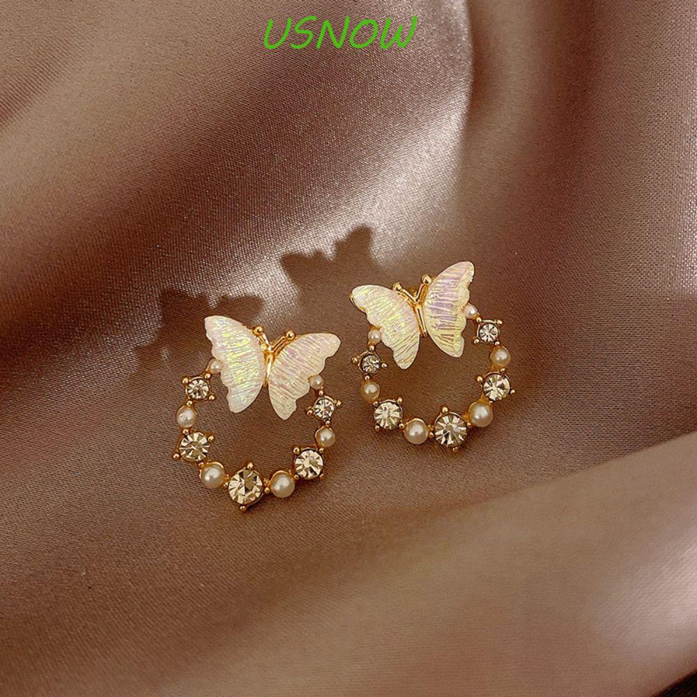 Khuyên Tai Hình Bướm Bằng Hợp Kim Màu Sắc Gradient Tươi Tắn Không Gây Dị Ứng Phong Cách Hàn Quốc