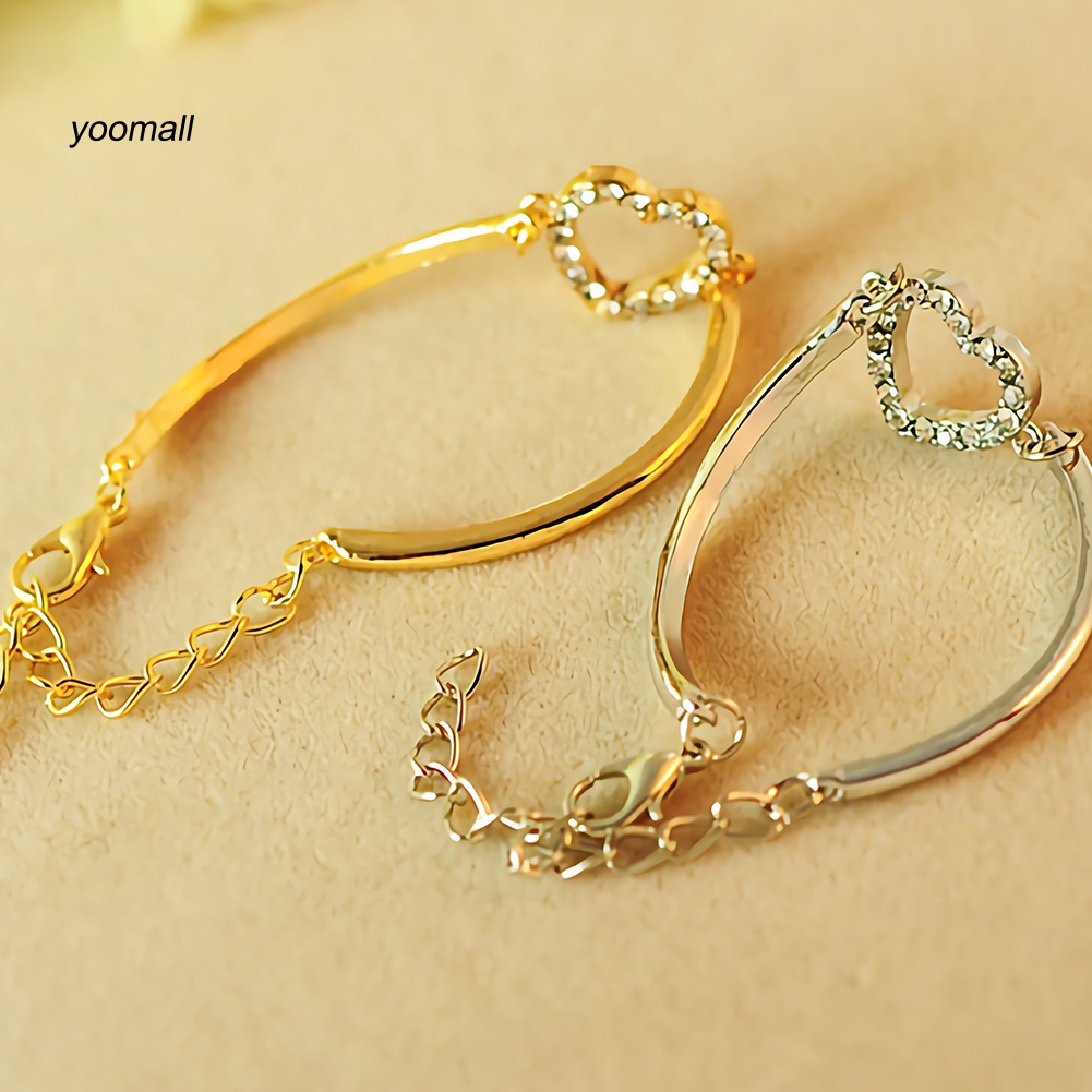 Vòng Tay Mặt Hình Trái Tim Đính Đá Thời Trang Cho Nữ