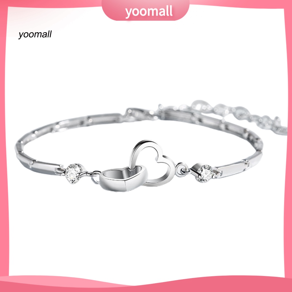 Yo / Vòng Đeo Tay Chuỗi Xích Bắt Mắt Bằng Đồng Hình Trái Tim Quyến Rũ Dành Cho Nữ