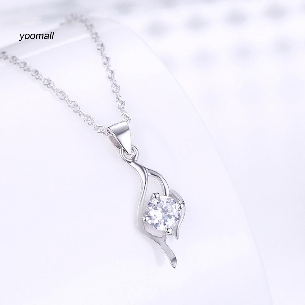 Vòng cổ Mạ Bạc Đính Đá Zircon Lấp Lánh Thời Trang Cho Nữ