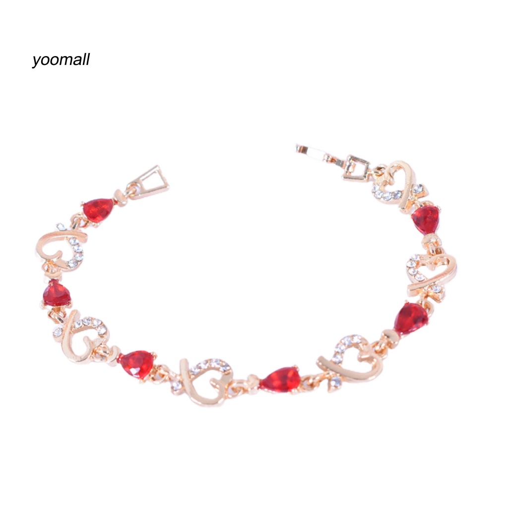 Vòng Tay Hợp Kim Đính Đá Hình Trái Tim Xinh Xắn Cho Nữ