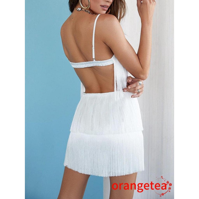 Bộ Áo 2 Dây Hở Lưng + Chân Váy Ngắn Lưng Thun Màu Trơn Thời Trang Mùa Hè Cho Nữ