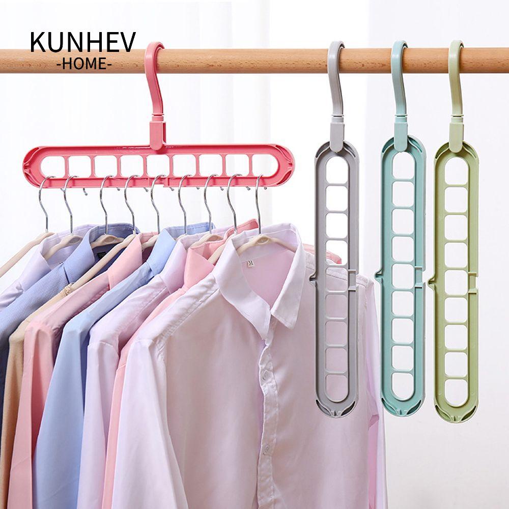 KUNHEV Móc Nhựa Treo Quần Áo 9 Lỗ Xoay 360 Độ Tiện Dụng° Móc Treo Quần Áo Xoay Được