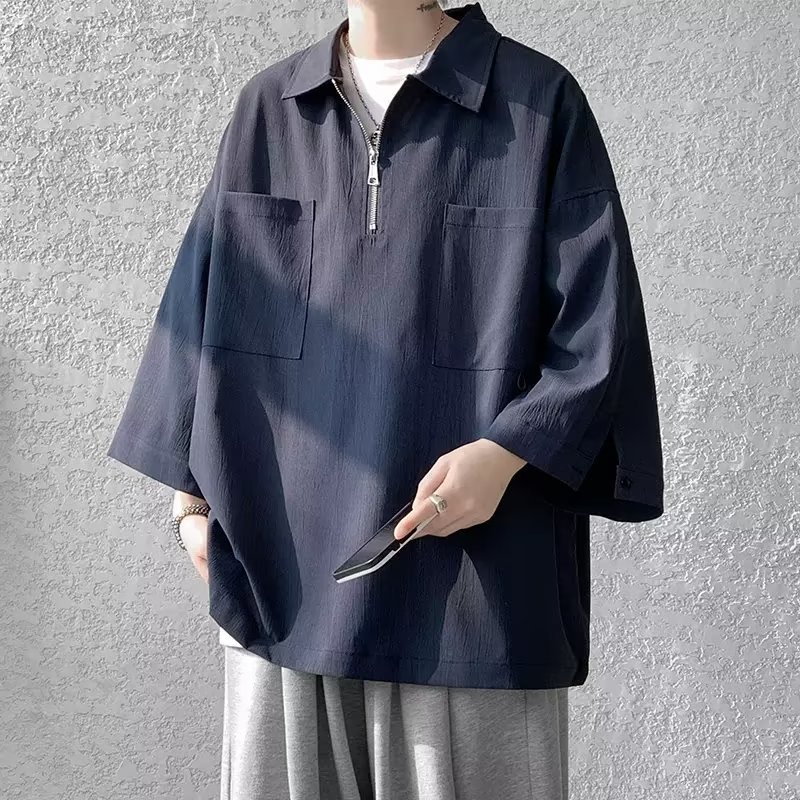 áo polo fashion unisex ngắn tay dáng rộng màu trang chủ cổ áo trung tính hàng trăm thư giãn phong cách màu đặc việt nam tay áo ngắn polo trơn có khóa kéo thời trang mùa hè cho cặp đôi