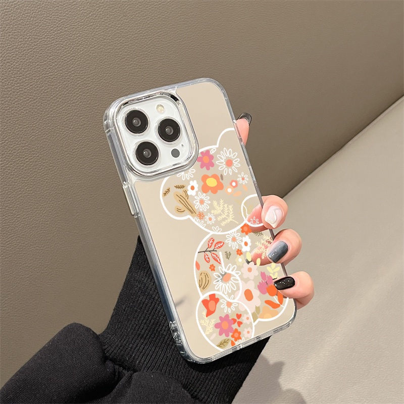 Ốp Lưng TráNg Gương HìNh Con GấU Cho IPhone 11 12 13 14 12Pro 13Pro 14Pro Pro Max XR X XS Max
