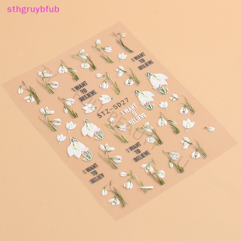 Miếng Dán Trang Trí Móng Tay 5D Hình Hoa Tuyết