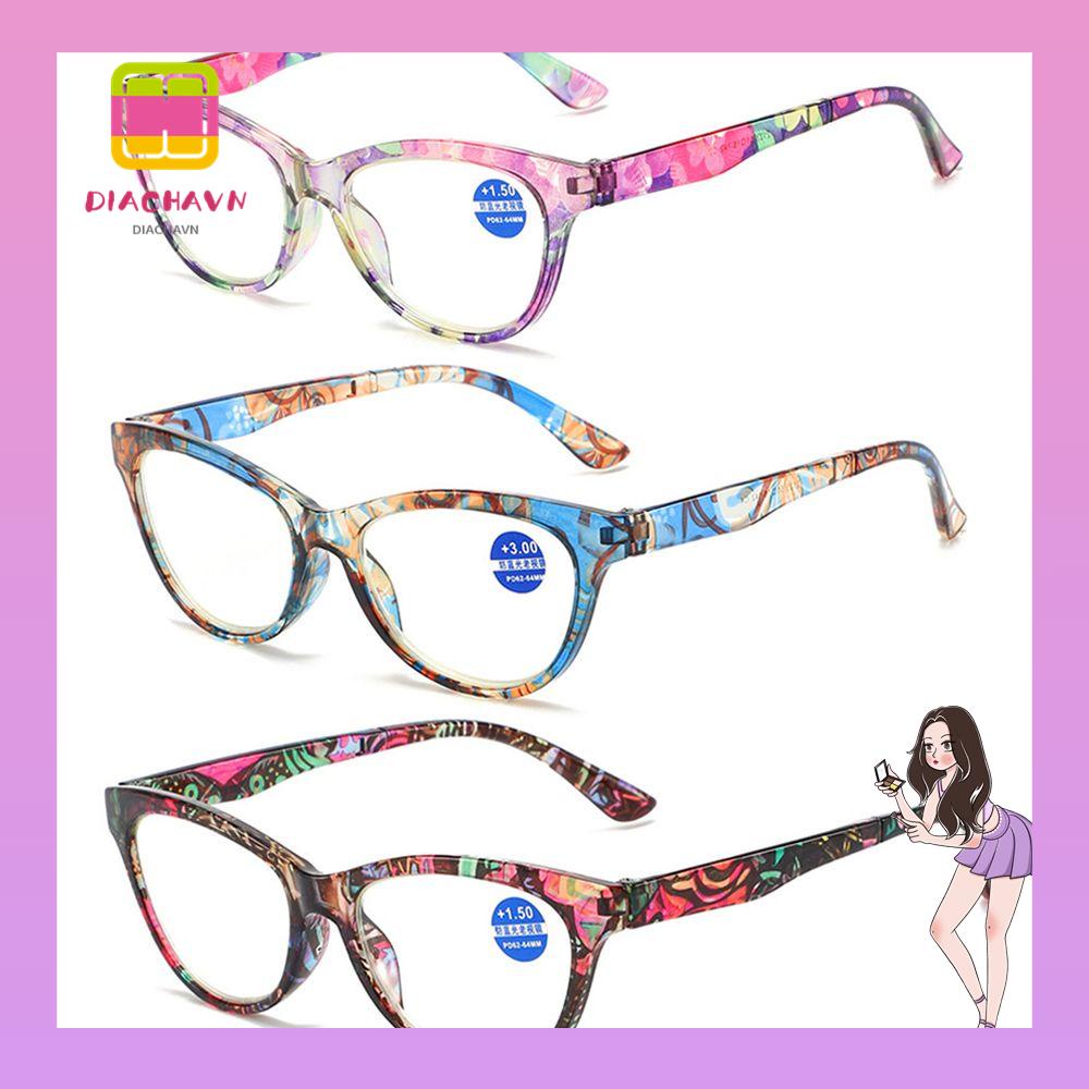 DIACHAVN Kính Đọc Sách Gọng Hoa Siêu Nhẹ Bảo Vệ Mắt Kiểu Vintage Thanh Lịch
