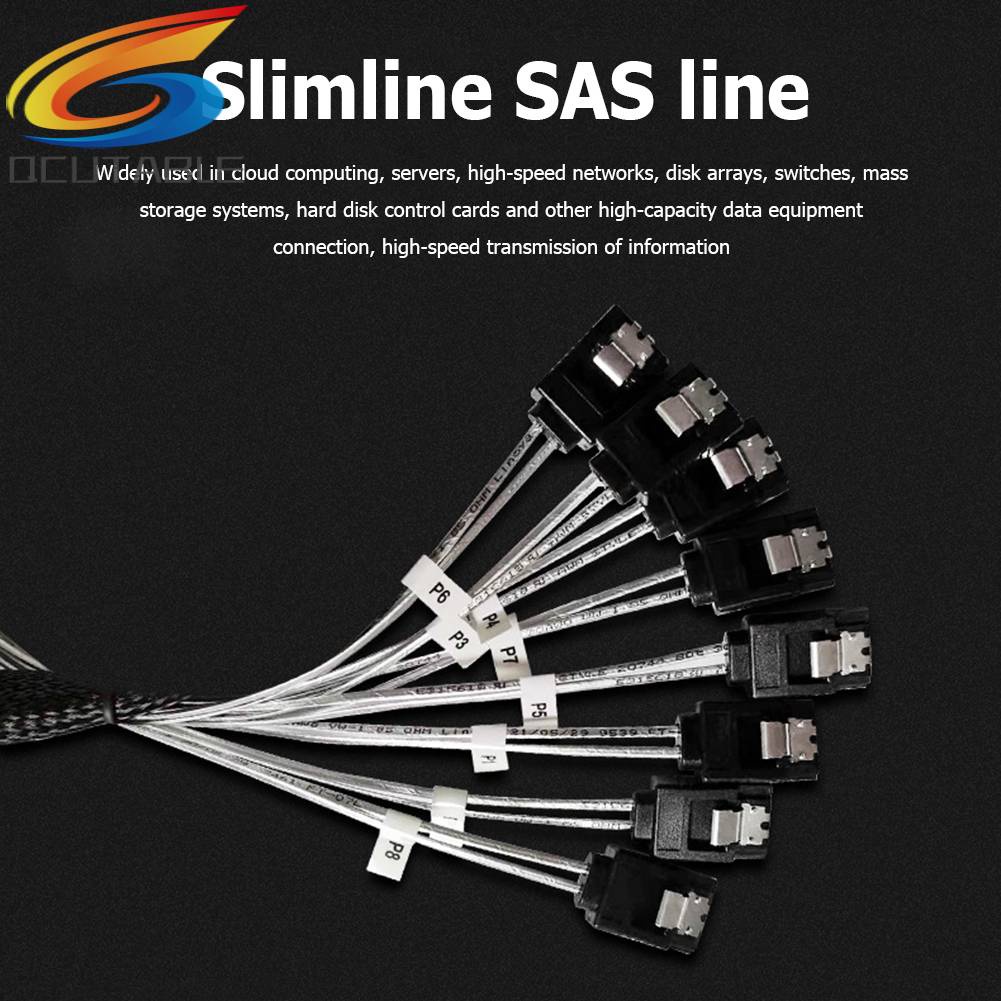 Cáp ChuyểN ĐổI MỏNg SAS4.0 SFF-8654 8i Sang SATA 8 CổNg 12Gbps 50cm