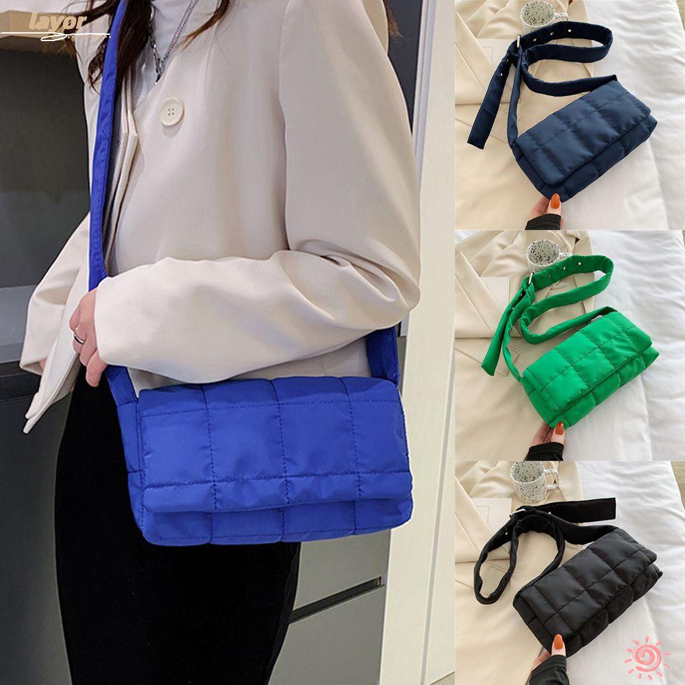 LAY Túi Đeo Vai Cỡ Lớn Họa Tiết Sọc Caro Thời Trang Mùa Đông