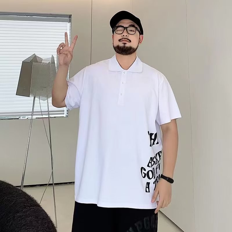 Áo polo Màu Đen Tay Ngắn Dáng Rộng Có Size Lớn XXL-8XL Dành Cho Nam Giới