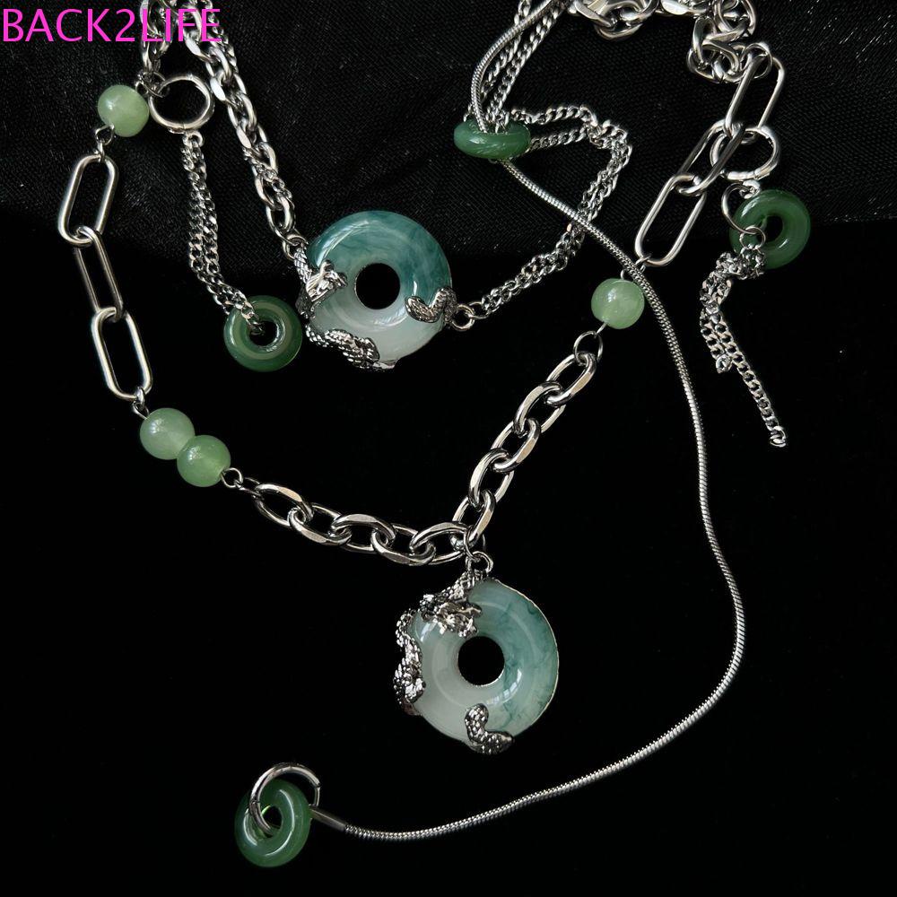 BACK2LIFE Vòng Cổ Choker 2 Lớp Mặt Khóa An Toàn Bằng Hợp Kim Phong Cách Trung Hoa Cổ Điển Thanh Lịch Dành Cho Bạn Nữ