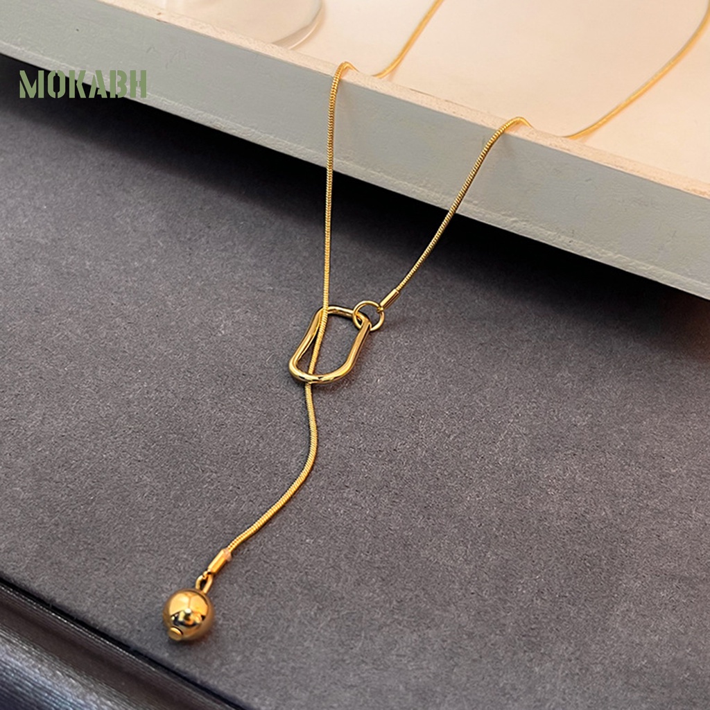 [Mok Abh] Dây Chuyền Dạng Chuỗi Hạt Tròn Mạ Điện Thanh Lịch Đơn Giản Thời Trang Thu Đông Cho Nữ