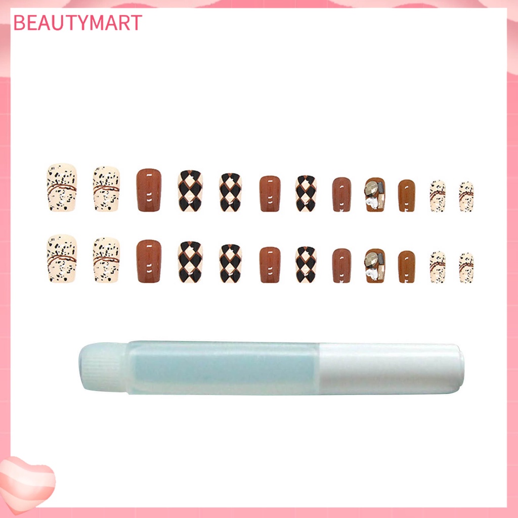 Bộ 24 Móng Tay Giả Đính Pha Lê Lấp Lánh Dễ Tháo Rời Dùng Trang Trí Móng Tay Mùa Thu Đông DIY