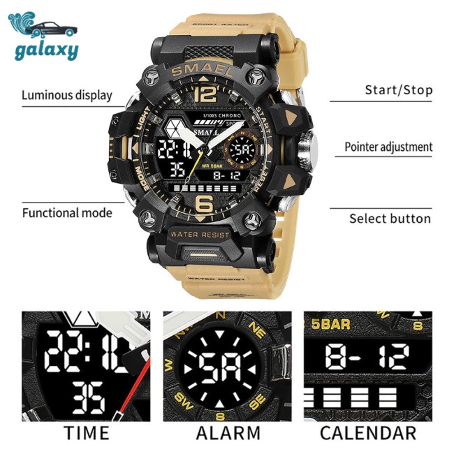 Galaxy Đồng Hồ Điện Tử Đa Năng Chống Thấm Nước 50m Màn Hình Led 8072