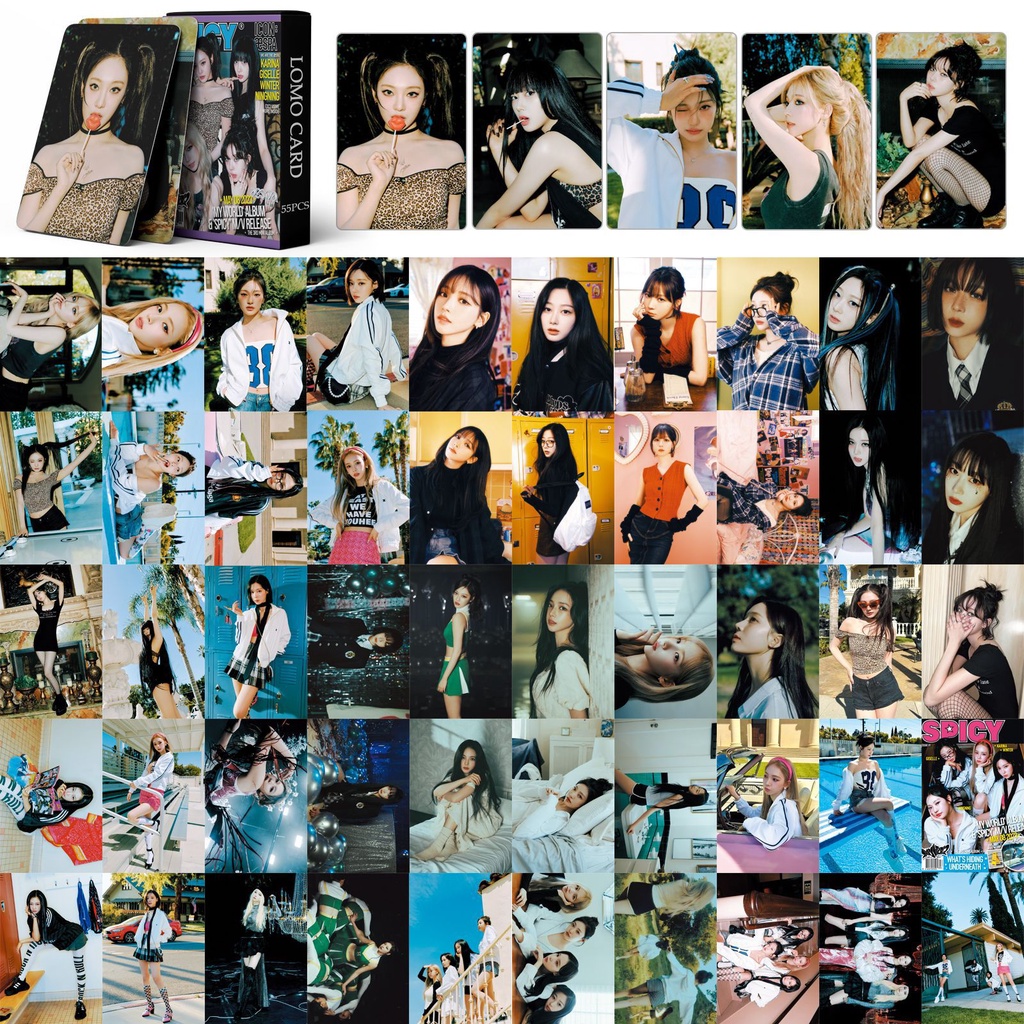Aes Album Spicy & MY WORLD Photocard KARINA GISELLE WINTER Photocard Lomo Card 55pcs/box
