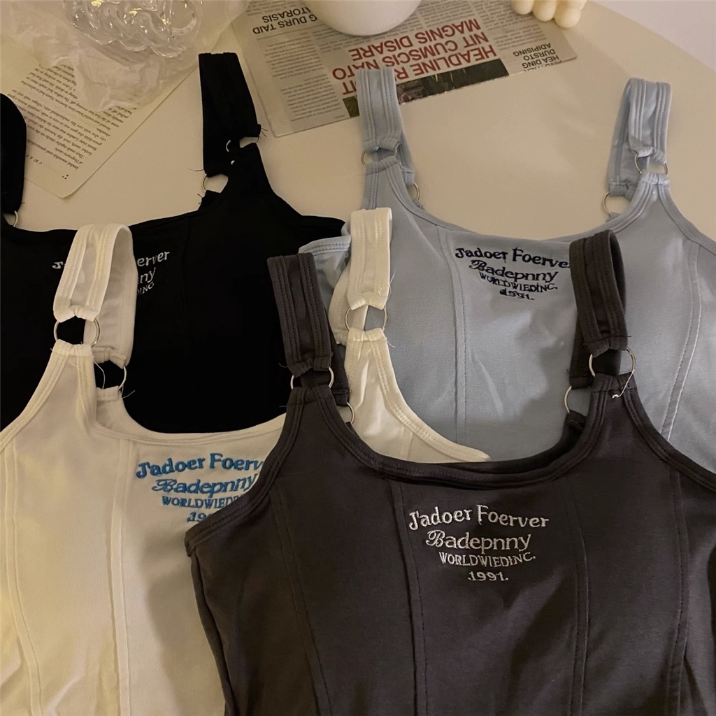 Áo Ngực Thể Thao Cotton Một Mảnh Có Mút Đệm Phong Cách Trẻ Trung Dành Cho Nữ