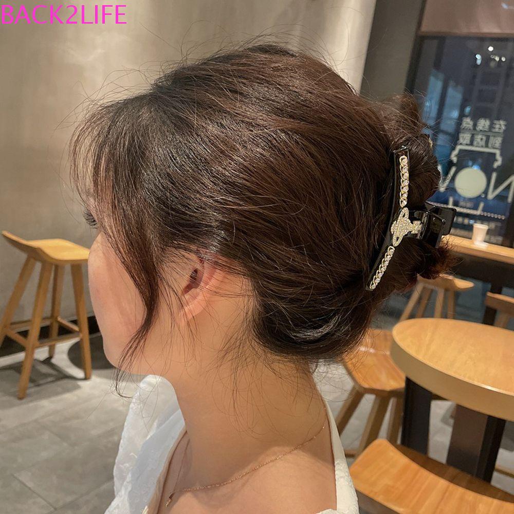 BACK2LIFE Kẹp Tóc Càng Cua Đính Đá Bằng Acrylic Phong Cách Vintage Ngọt Ngào Cho Nữ Giá Đỡ