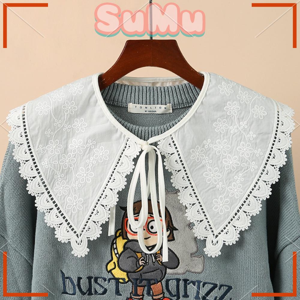 Sumu Cổ Áo Giả Hai Lớp Nhún Bèo Phối Ren Rỗng Phụ Kiện Quần Áo Lolita Jacquard