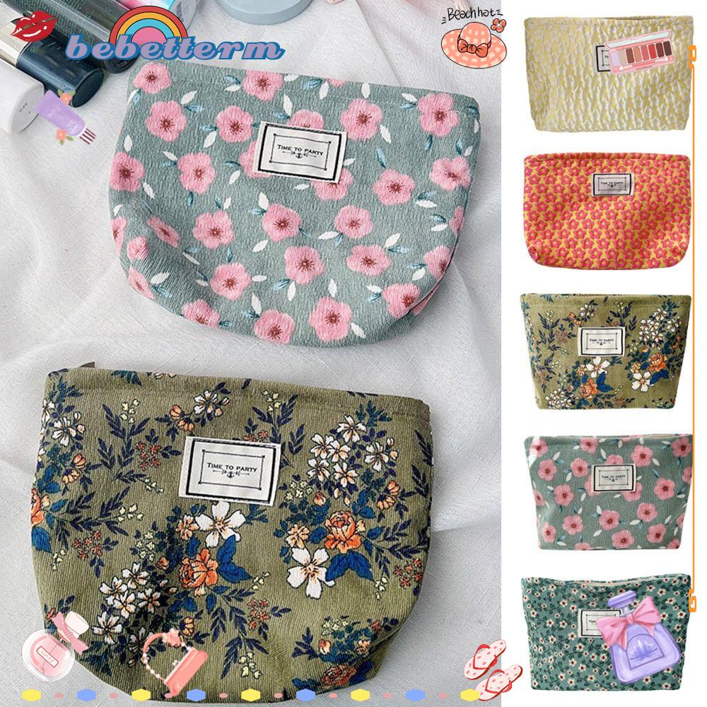 BEBETTERM Túi Đựng Đồ Trang Điểm Họa Tiết Hoa Xinh Xắn Tiện Dụng Khi Đi Du Lịch