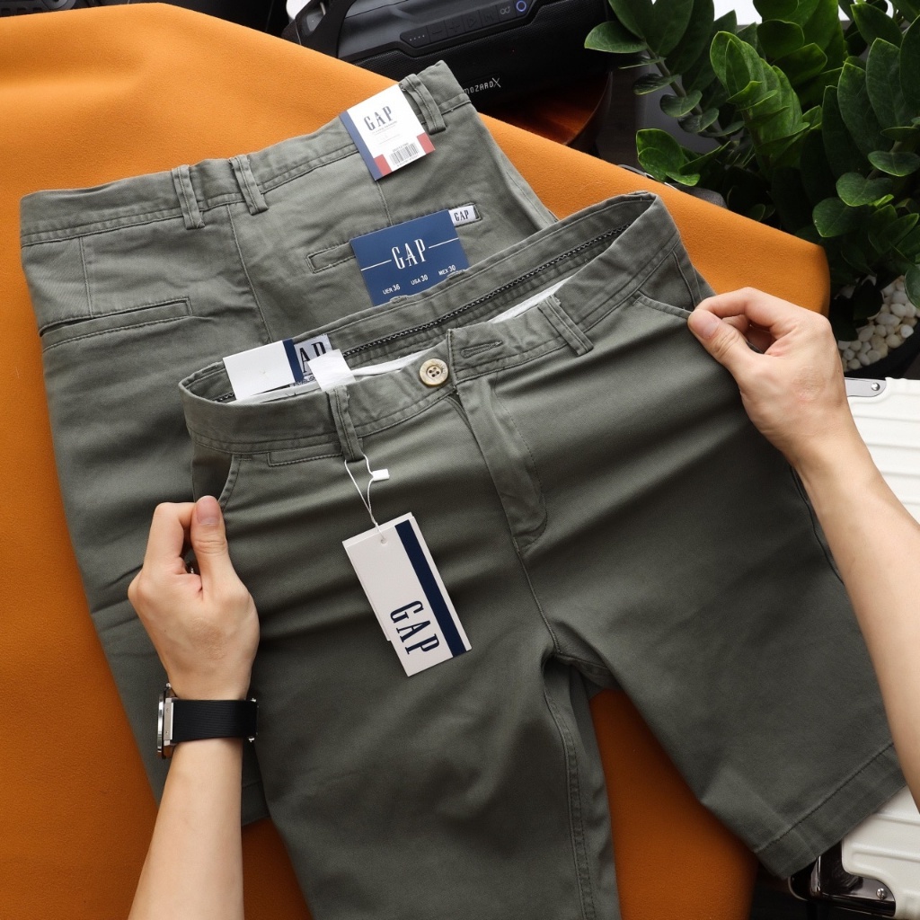 HÀNG VNXK - Quần short kaki màu rêu co giãn thoải mái cùng bảng màu cơ bản cho các anh nhé - QSGAP2 -