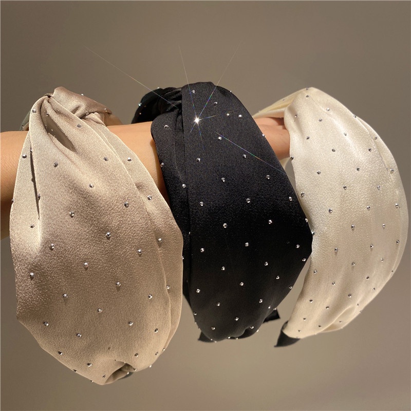 Băng Đô Vải Satin Bản Rộng Thắt Nút Kiểu Gypsophila Đơn Giản Phong Cách Hàn Quốc