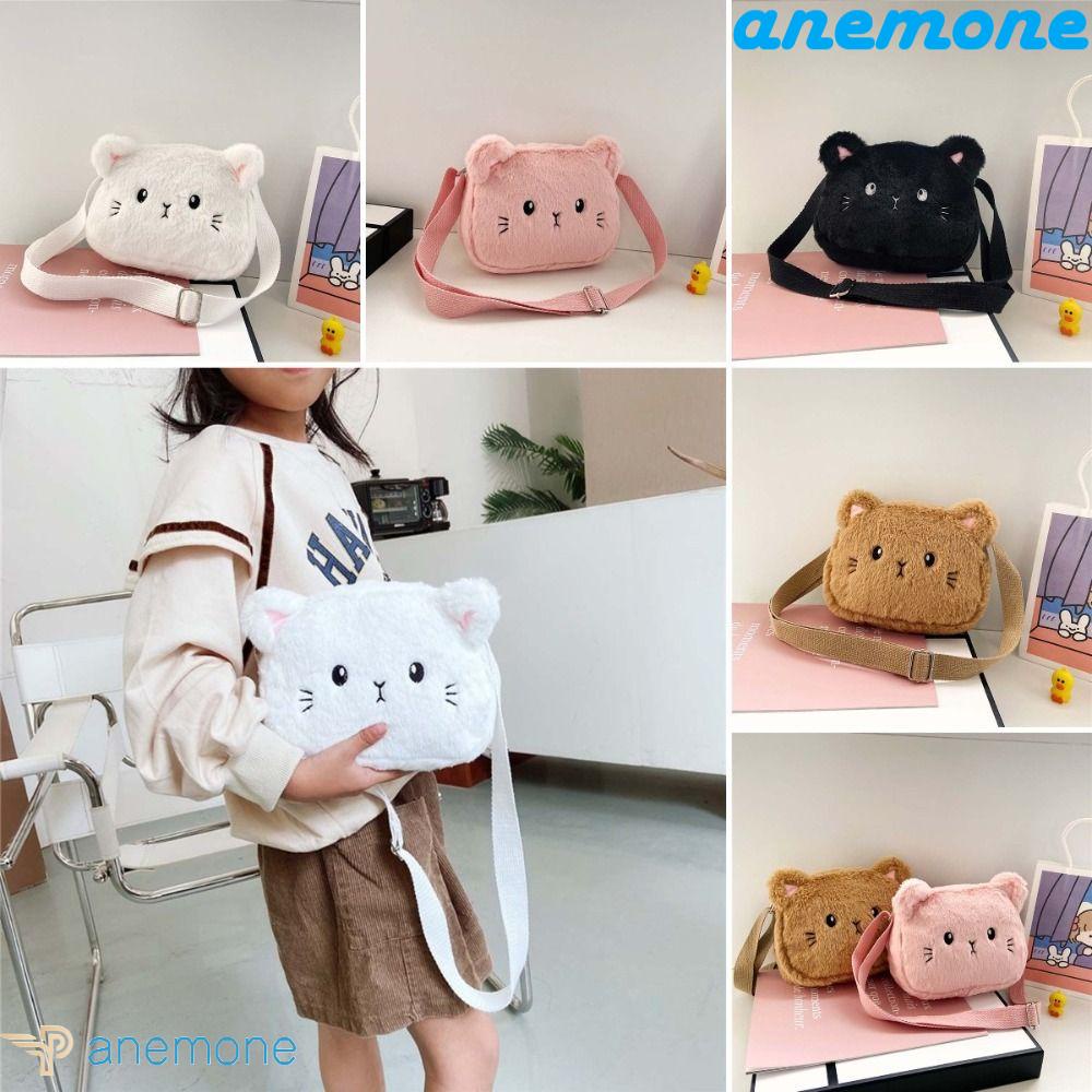 Túi Đeo Chéo Vai Hình Mèo Hoạt Hình Bằng Vải Bông Dành Cho Trẻ Em