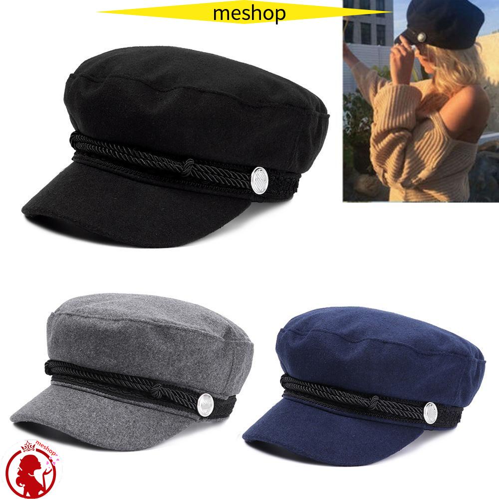 ME Mũ Beret Vải Nỉ Màu Đen Xám Phong Cách Thủy Thủ Thời Trang Mùa Thu Cho Nữ