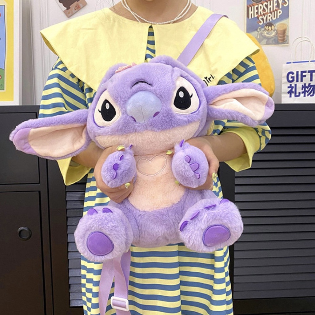 Balo Gấu Nhồi Bông Hình Stitch Tím Đáng Yêu