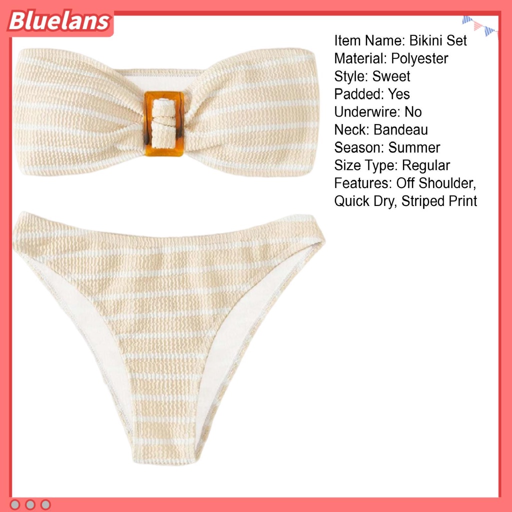 Bộ Đồ Bơi 2 Mảnh Mềm Mại Ôm Dáng Hở Vai Mau Khô Cho Nữ