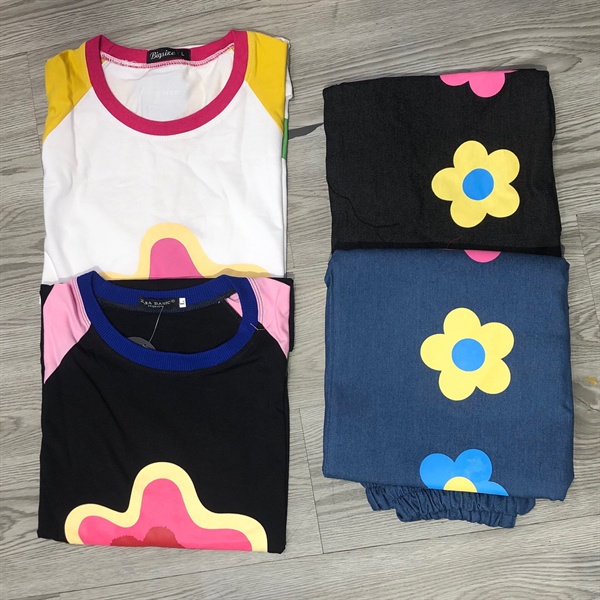 Bigsize Set áo thun hoa quần jeans dài 55-95kg