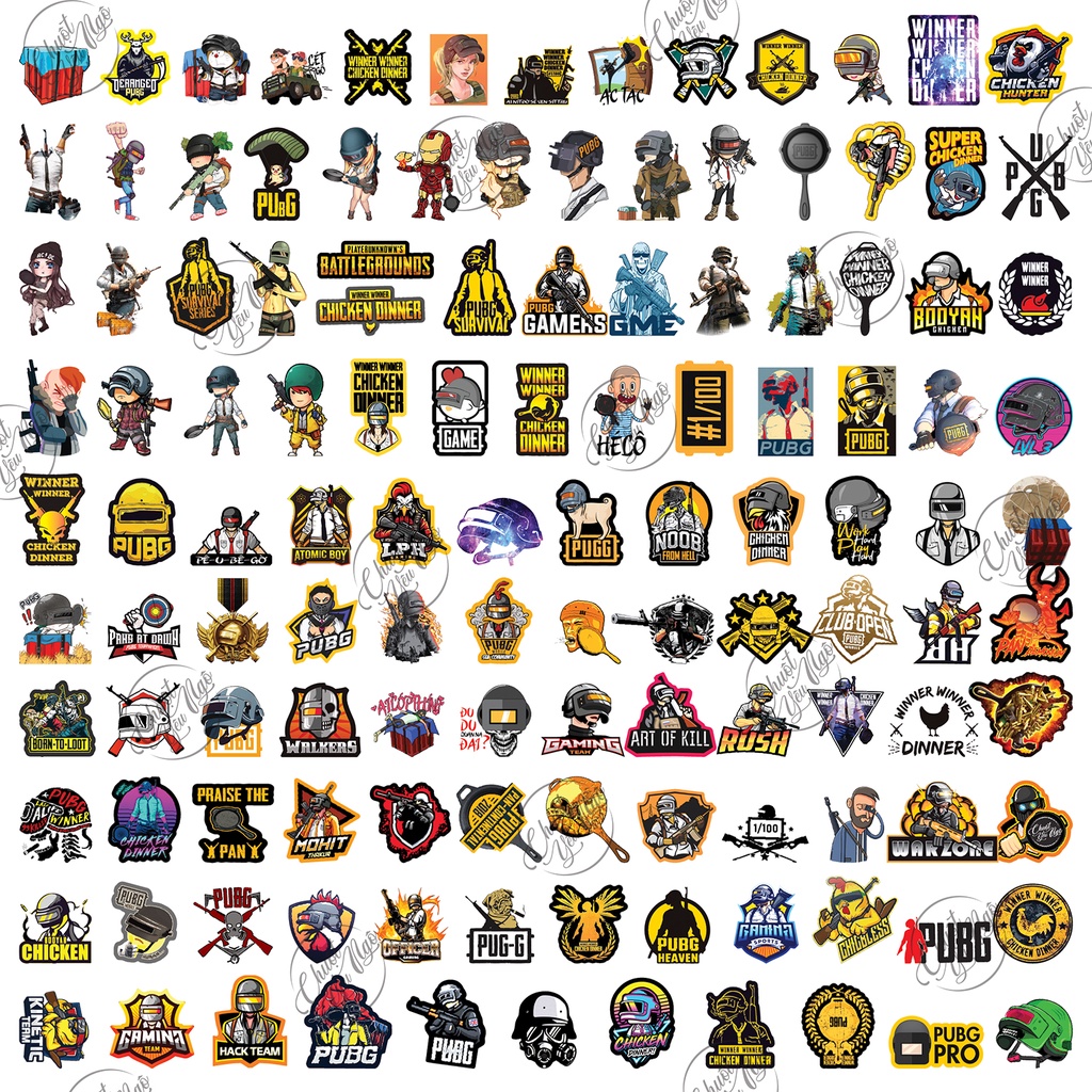 Sticker không trùng hình dán game PUBG chất liệu nhựa chống thấm nước