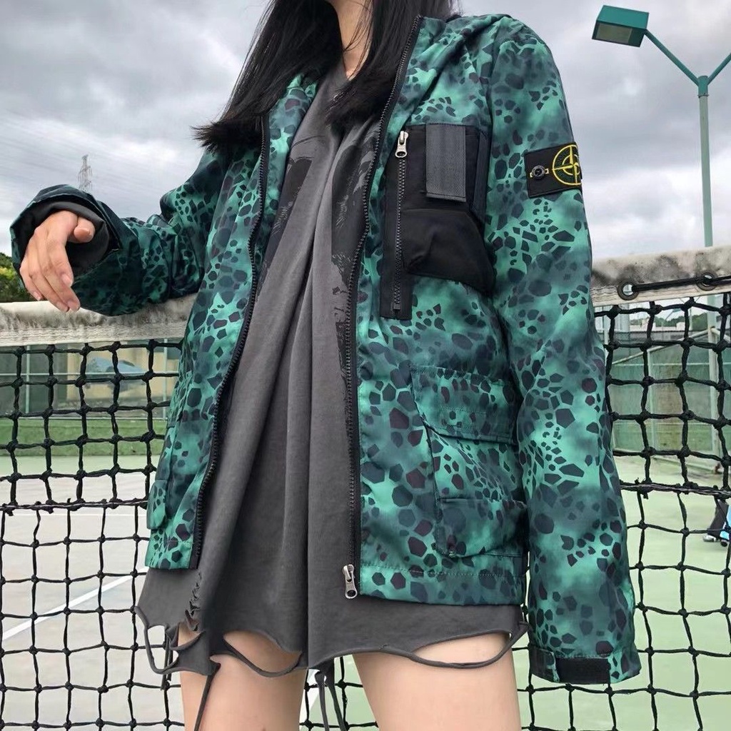 Stone island x Áo Khoác Có Mũ Trùm Phối Túi Chống Thấm Nước Thời Trang Dành Cho Nam Và Nữ