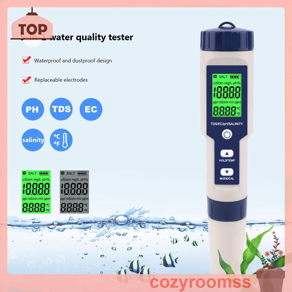 Máy Đo Độ PH / EC / TDS / Salinity / Nhiệt Độ Nước 5 Trong 1