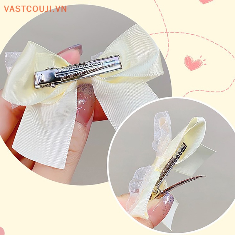 Kẹp Tóc Đính Nơ Lưới Xinh Xắn Thời Trang Cho Bé Gái