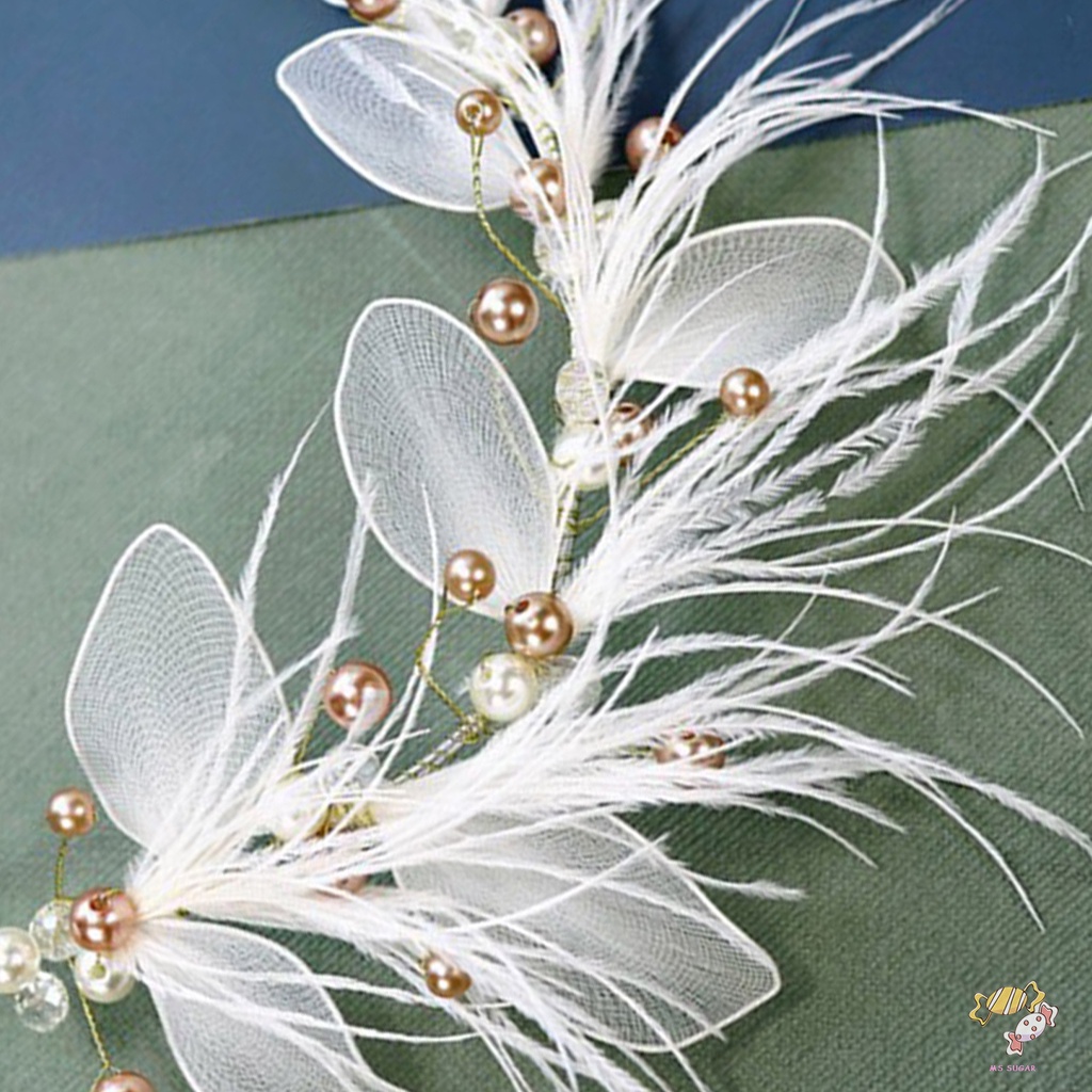 YADORNOS Trâm Cài Tóc Hình Lông Vũ Mạ Vàng Đính Hạt Kiểu Cổ Điển