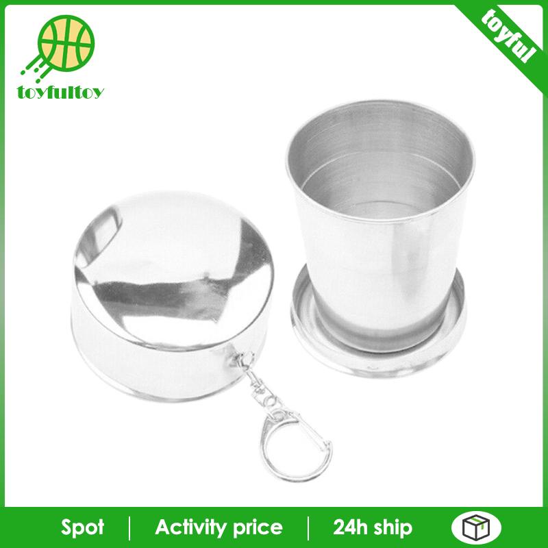 Cốc Uống Nước Bằng Thép Không Gỉ Có Thể Gấp Gọn Kèm Móc Khóa Tiện Lợi