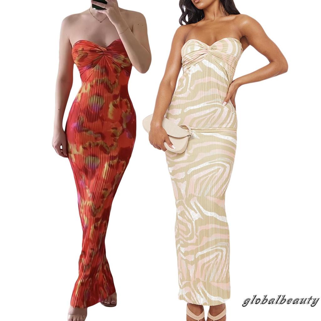 Đầm Dài Không Tay Hở Lưng Họa Tiết Hoa Thời Trang Mùa Hè Cho Nữ