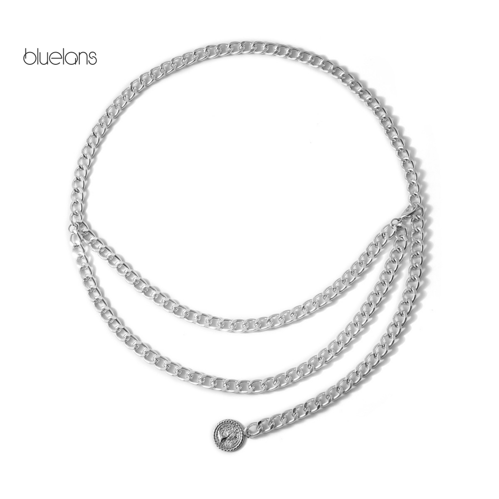 Dây Xích Đeo Thắt Lưng Hai Lớp Dày Dặn Có Thể Điều Chỉnh Mặt Đồng Xu Cho Nữ