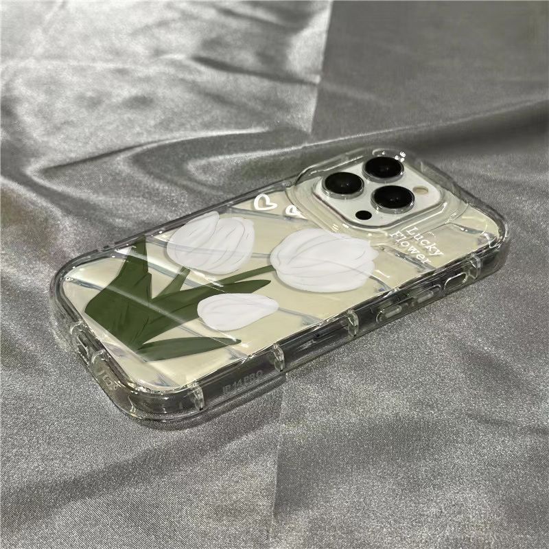Ốp Điện Thoại Mềm Trong Suốt In Hình Hoa Tulip Trắng Cho iPhone14promax 1312 / 11 7 / 8plus xr / sins WCJN
