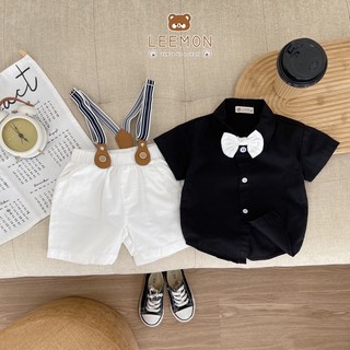 SET BỘ SƠ MI CÔNG TỬ PHỐI ĐAI CHO BÉ