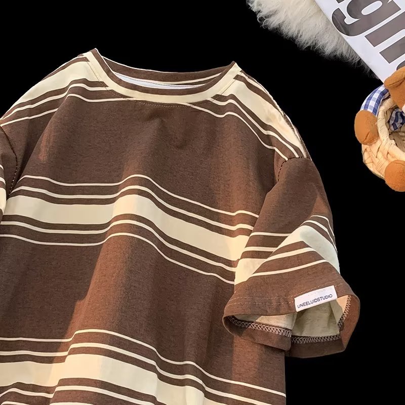 Áo Sơ Mi Sọc Màu Tương Phản Dáng Rộng Phong Cách Mới Mùa Hè